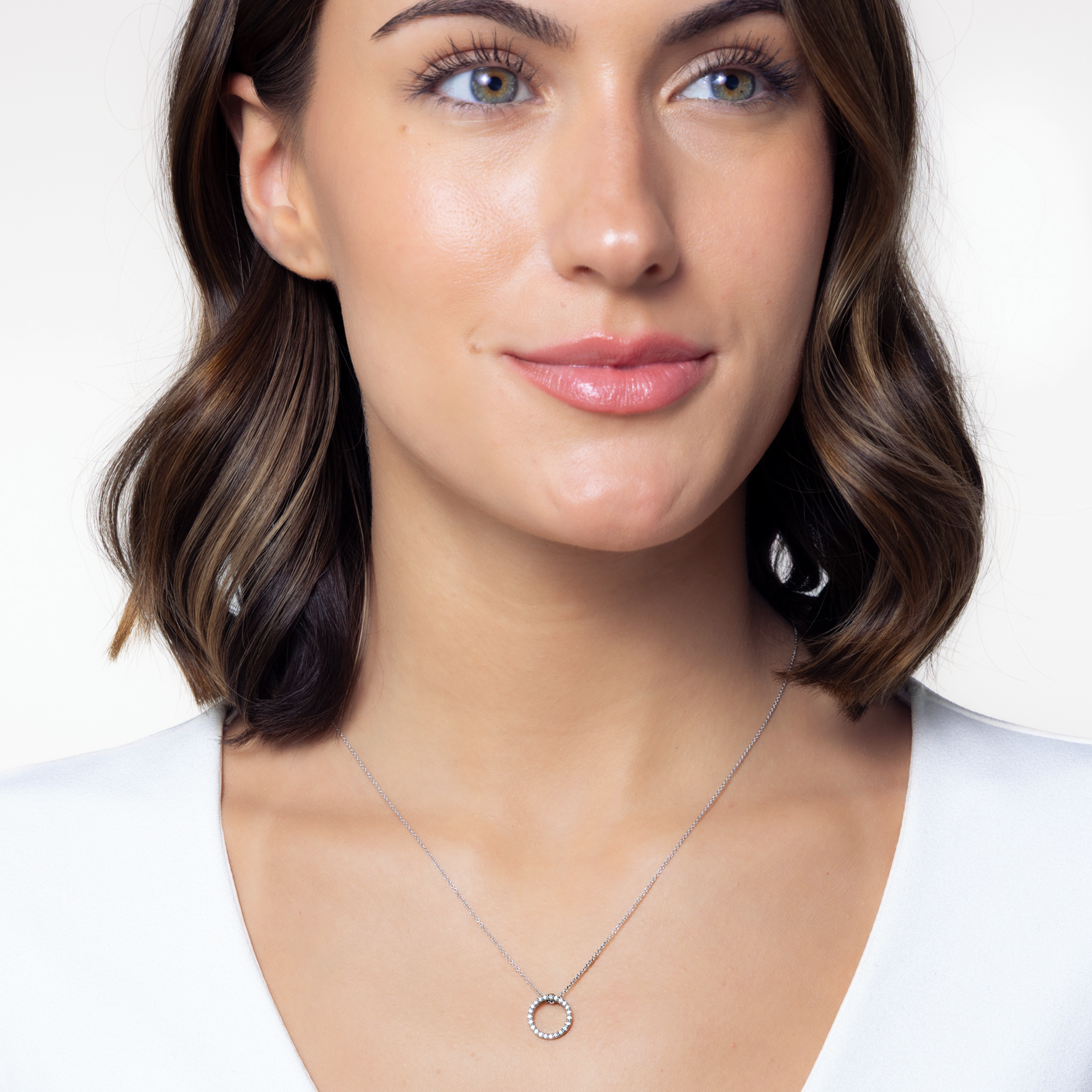 Roberto Coin Tiny Treasures Diamond Circle Necklace .10ctw