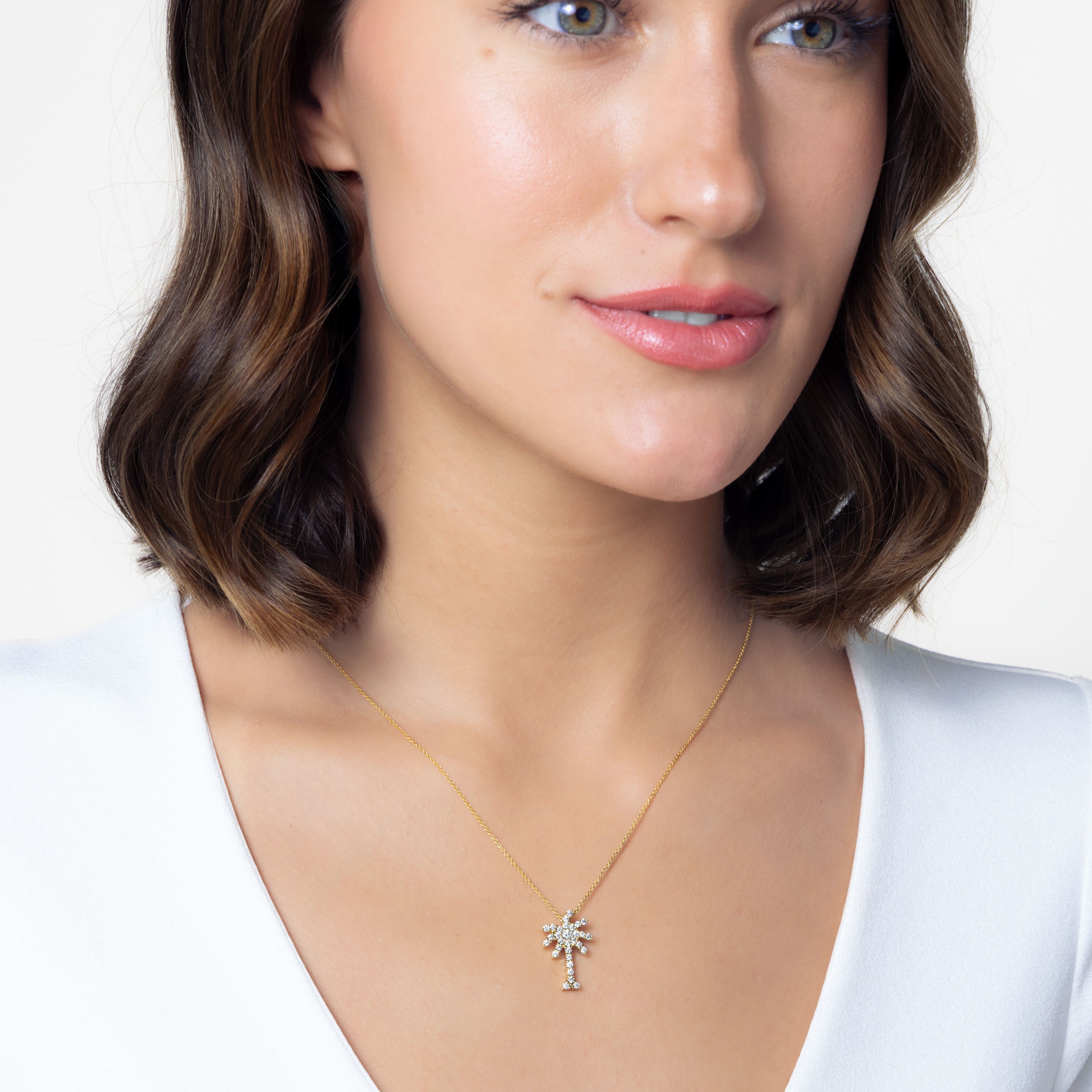 Roberto Coin Tiny Treasures Large Diamond Yellow Palm Tree Necklace
