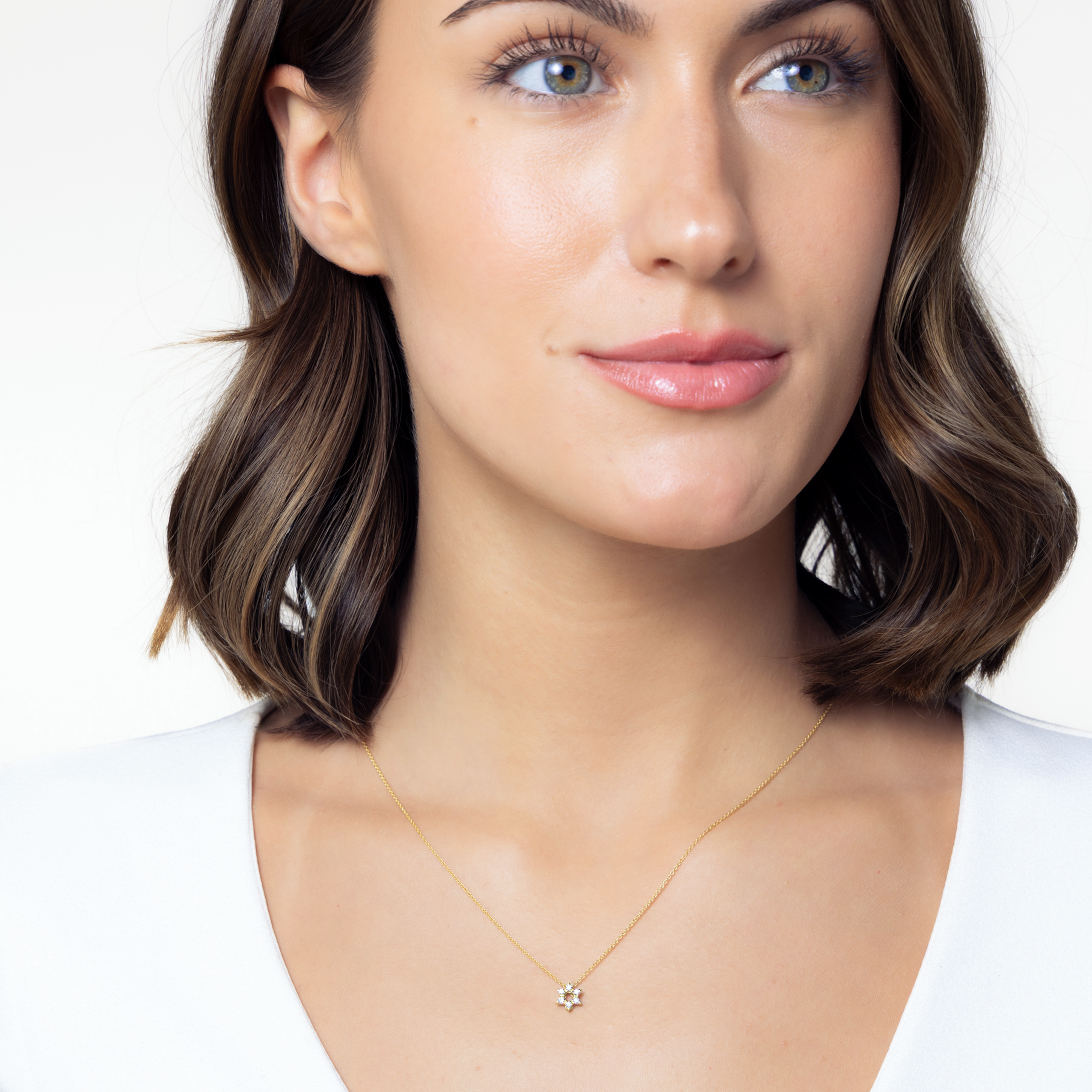 Roberto Coin Tiny Treasures Yellow Gold Diamond Star of David Necklace