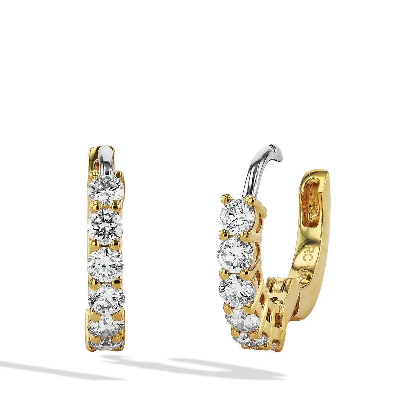 Roberto Coin Yellow Gold Diamond Huggie Earrings Hoop