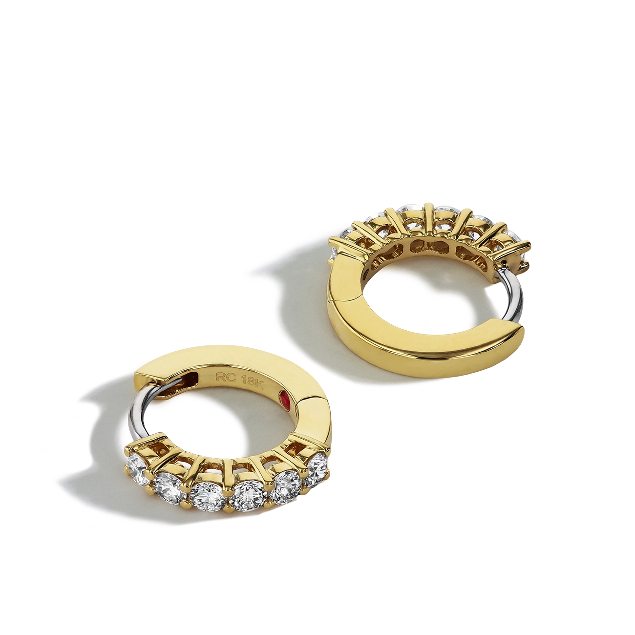 Roberto Coin Yellow Gold Diamond Huggie Earrings Hoop