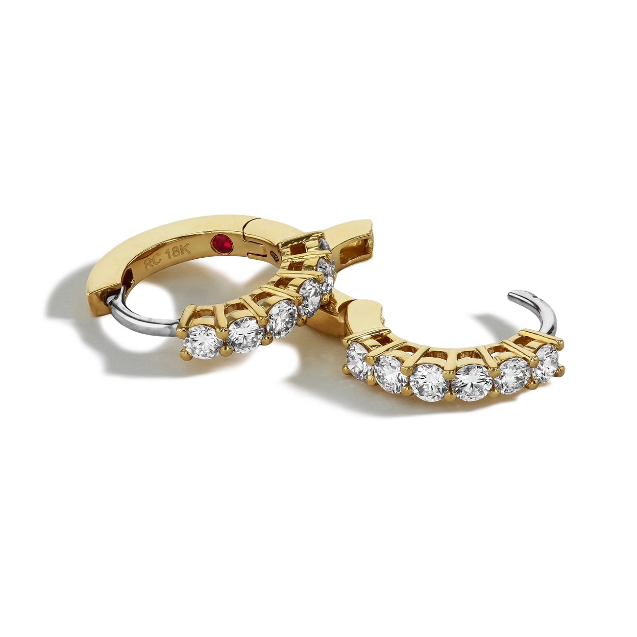 Roberto Coin Yellow Gold Diamond Huggie Earrings Hoop