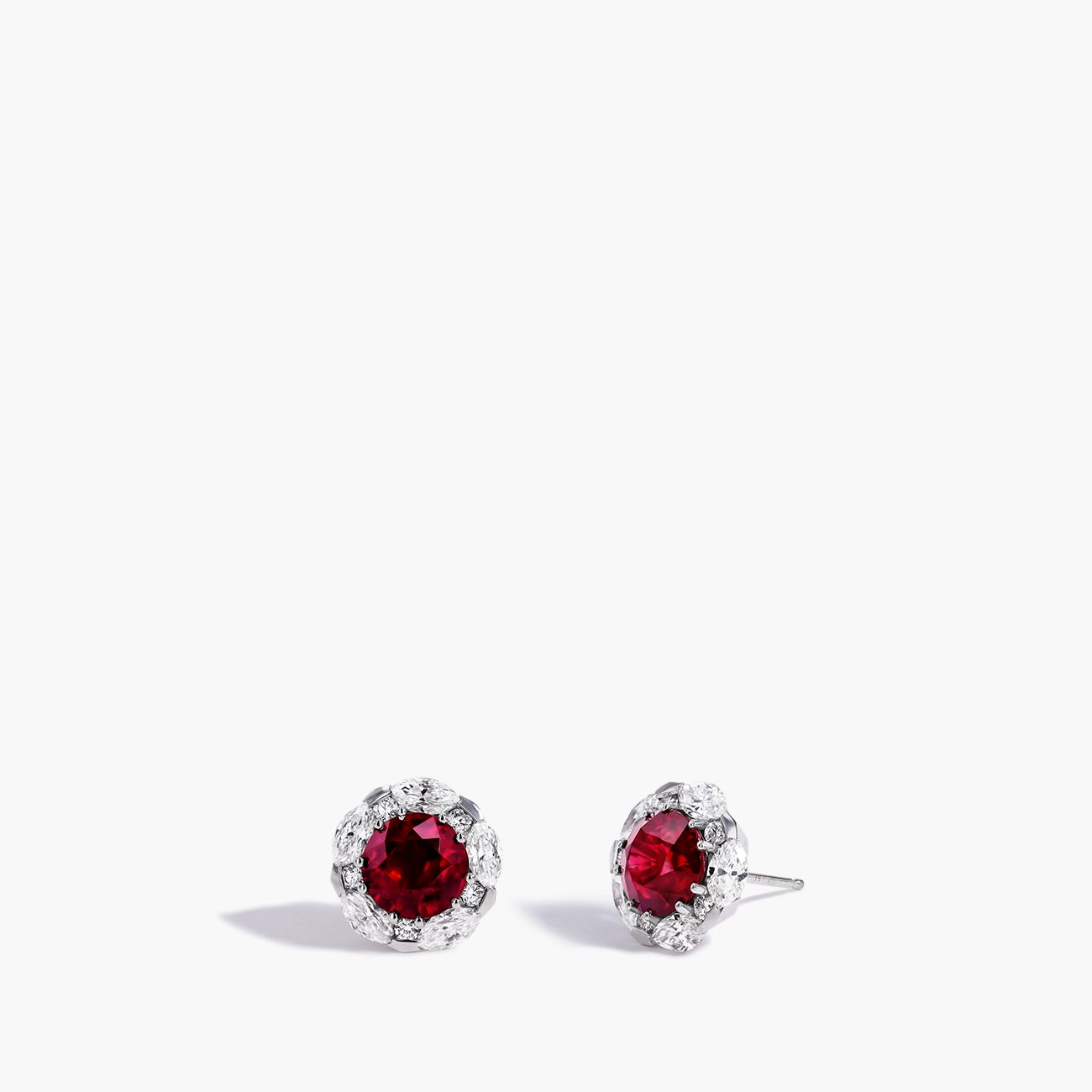 Robert Pelliccia Ruby and Diamond Halo Stud Earrings