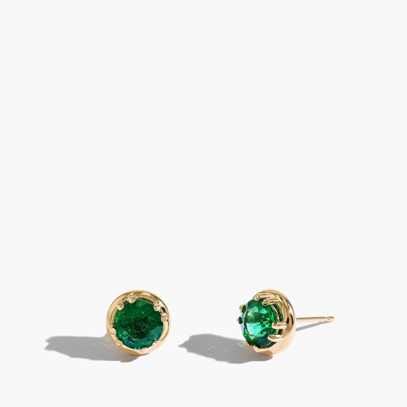 Robert Pelliccia Round Emerald Stud Earrings