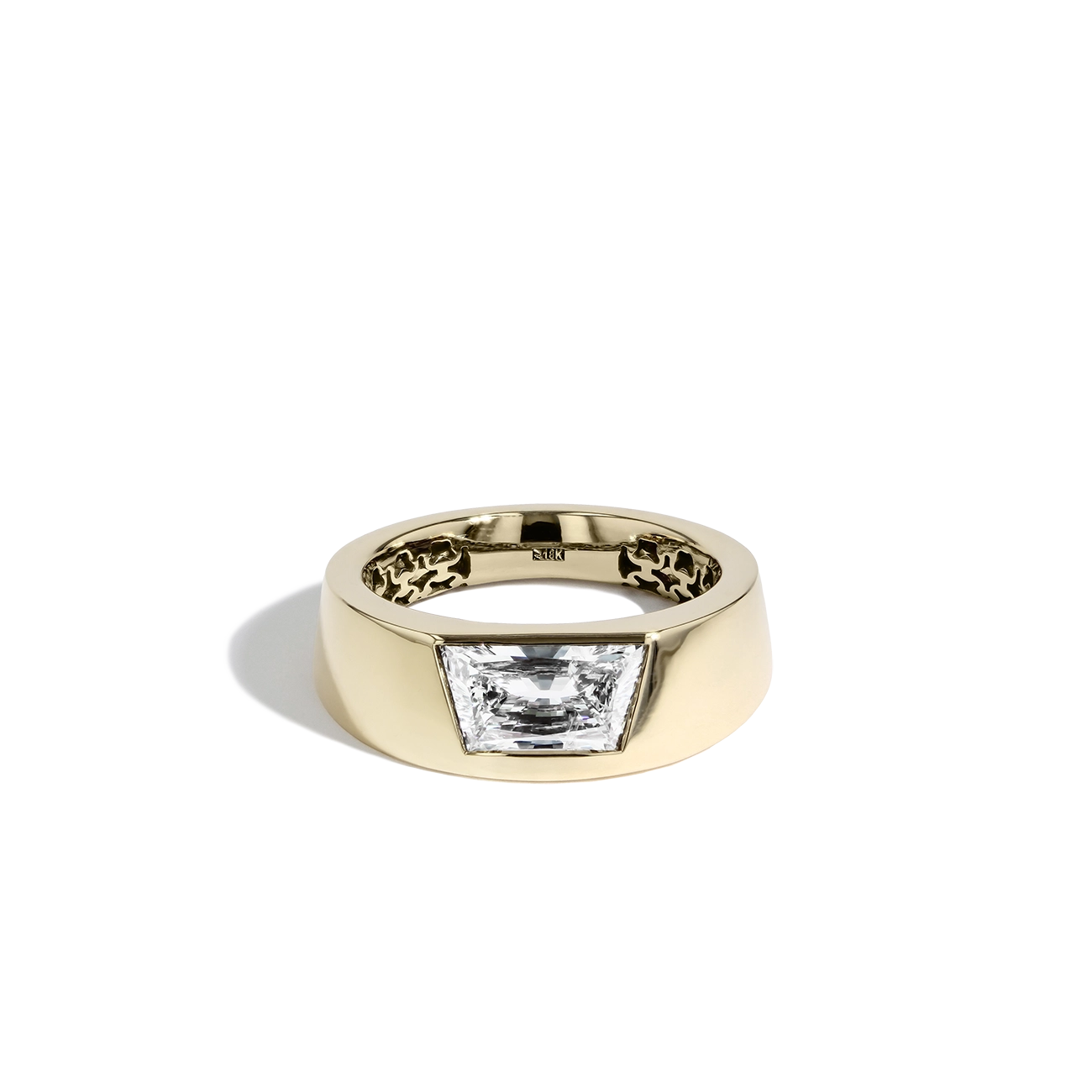 Trapezoid Diamond Wide Band Engagement Ring