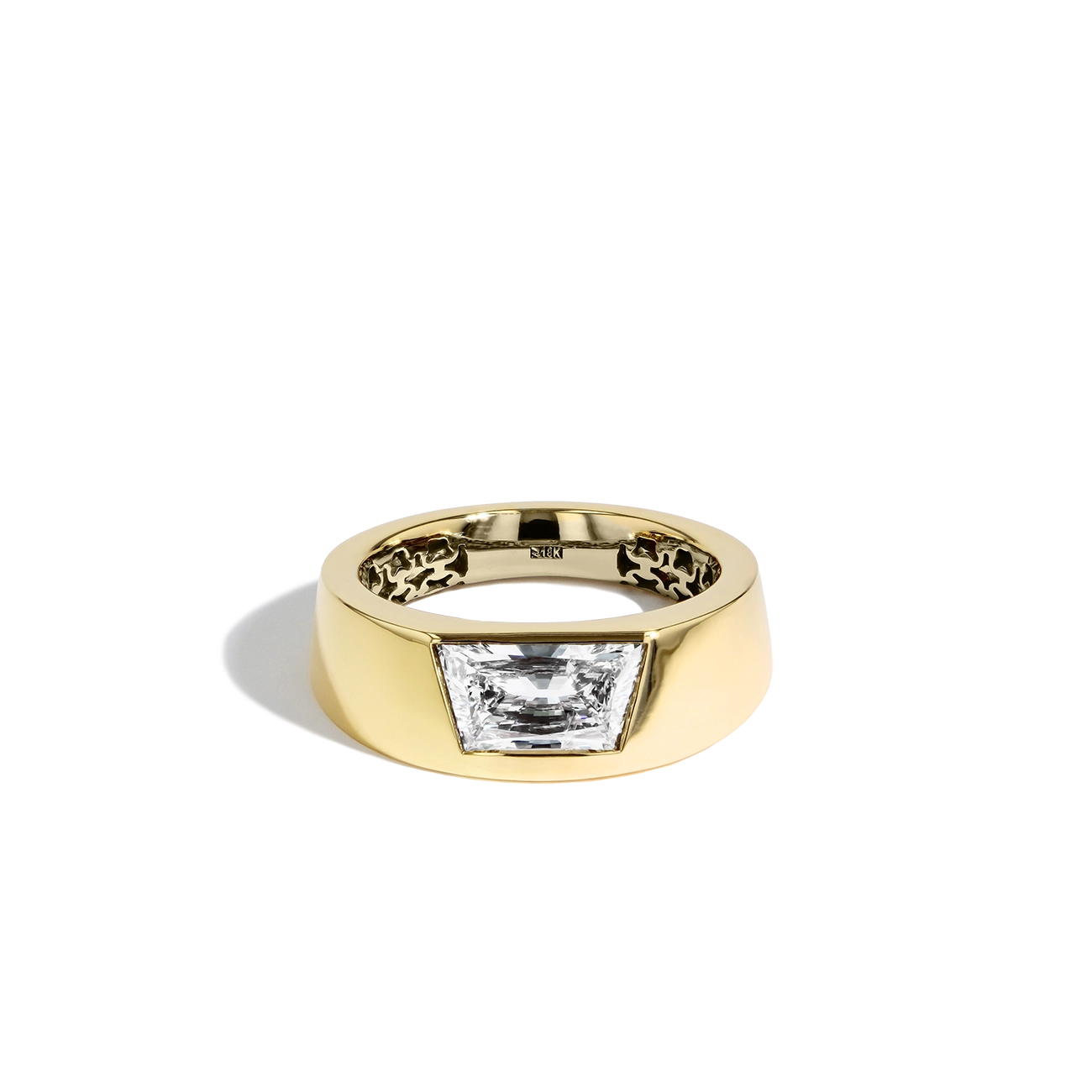 Trapezoid Diamond Wide Band Engagement Ring