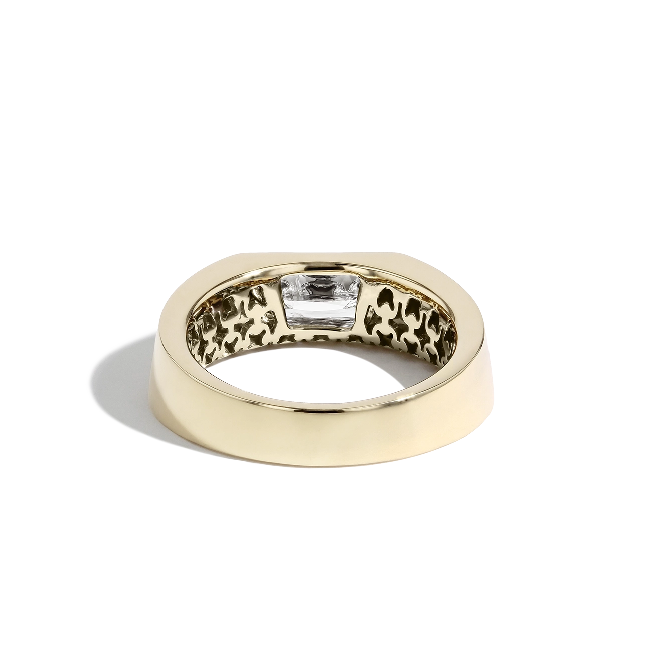 Trapezoid Diamond Wide Band Engagement Ring