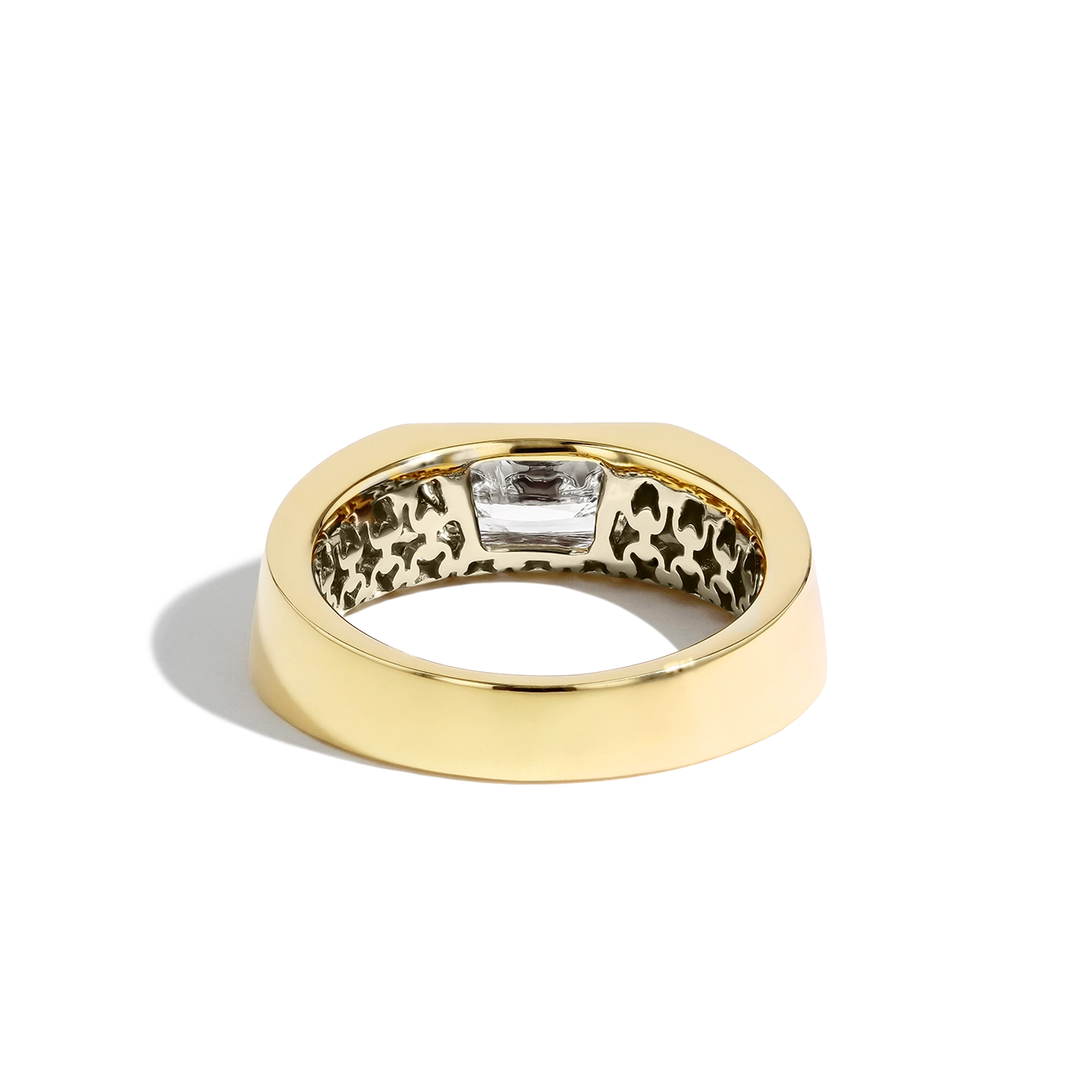 Trapezoid Diamond Wide Band Engagement Ring