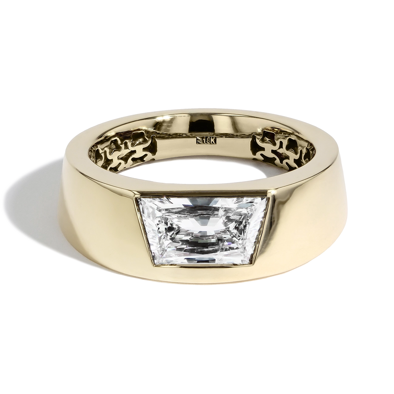 Trapezoid Diamond Wide Band Engagement Ring