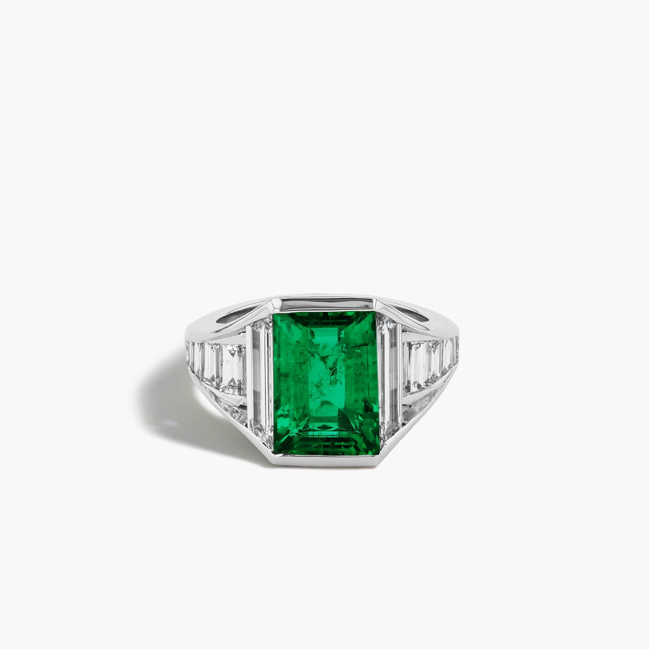 Robert Pelliccia Emerald and Diamond Side Stone Ring