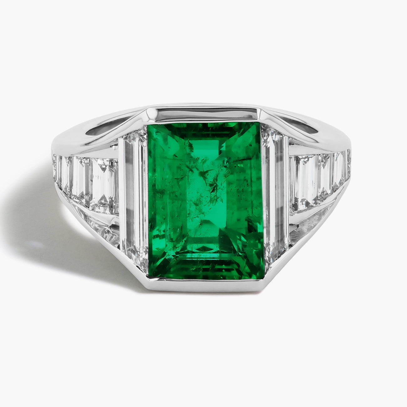 Robert Pelliccia Emerald and Diamond Side Stone Ring