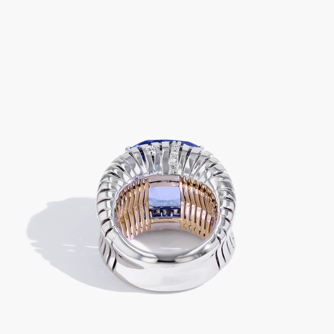 Robert Pelliccia 22 Carat Blue Sapphire and Diamond Wide Band Ring