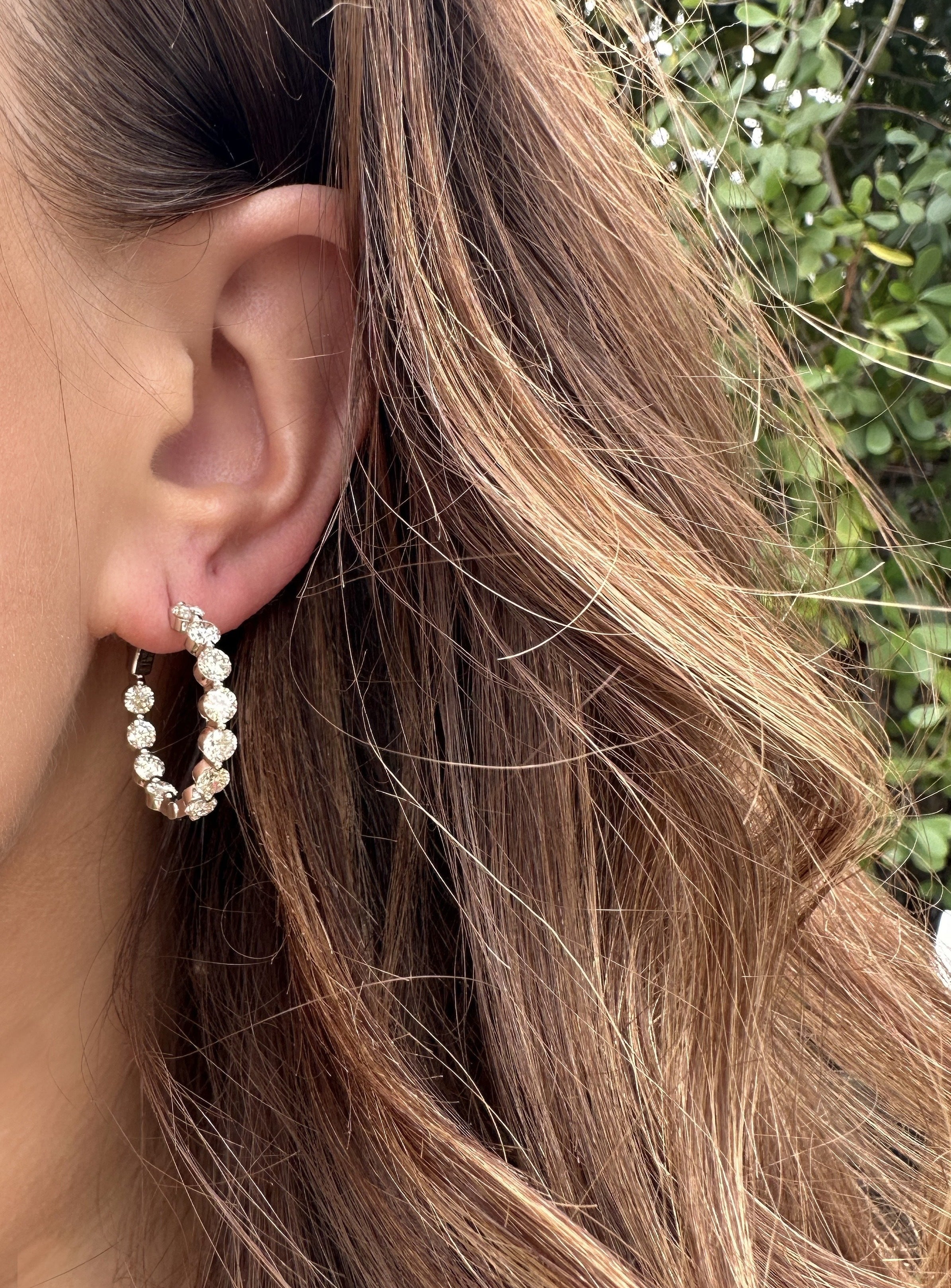 The Yellow Gold Floating Diamond Hoop Earrings - 5 CTW