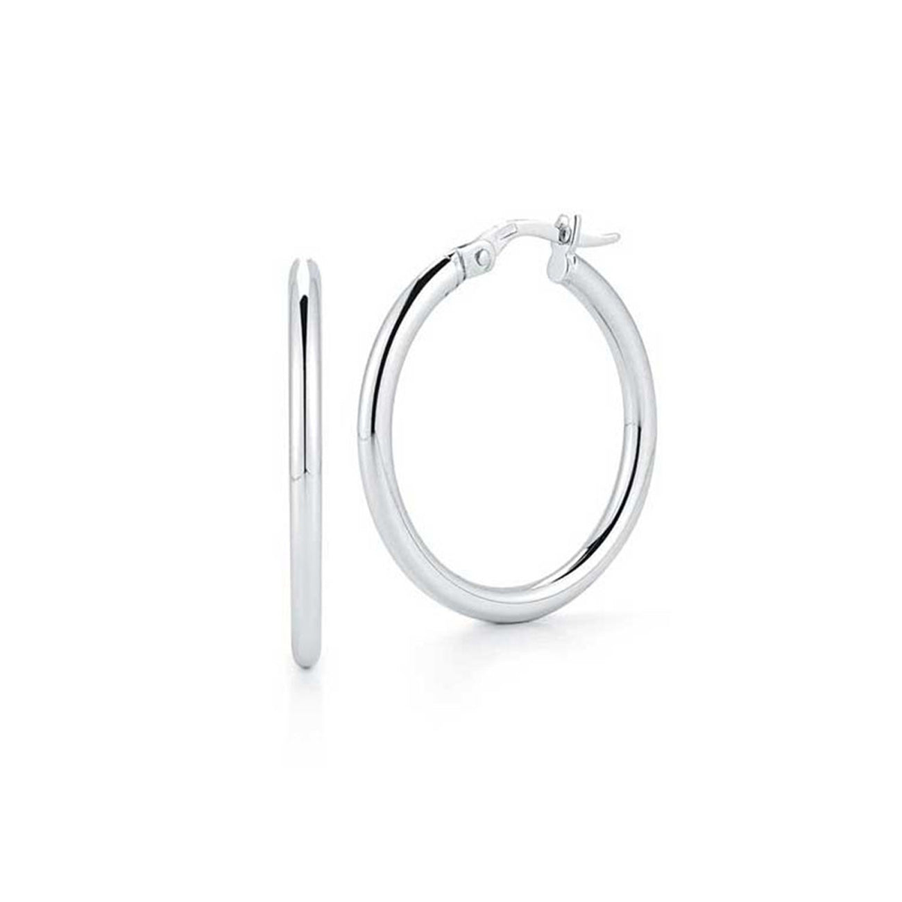 Roberto Coin White Gold Hoop Earrings - 25mm