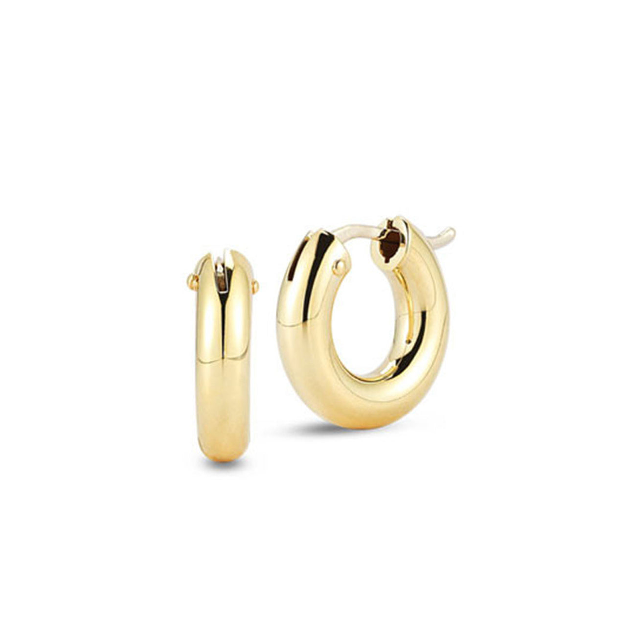 Roberto Coin Yellow Gold Small Wide Hoop Earrings - 15mm