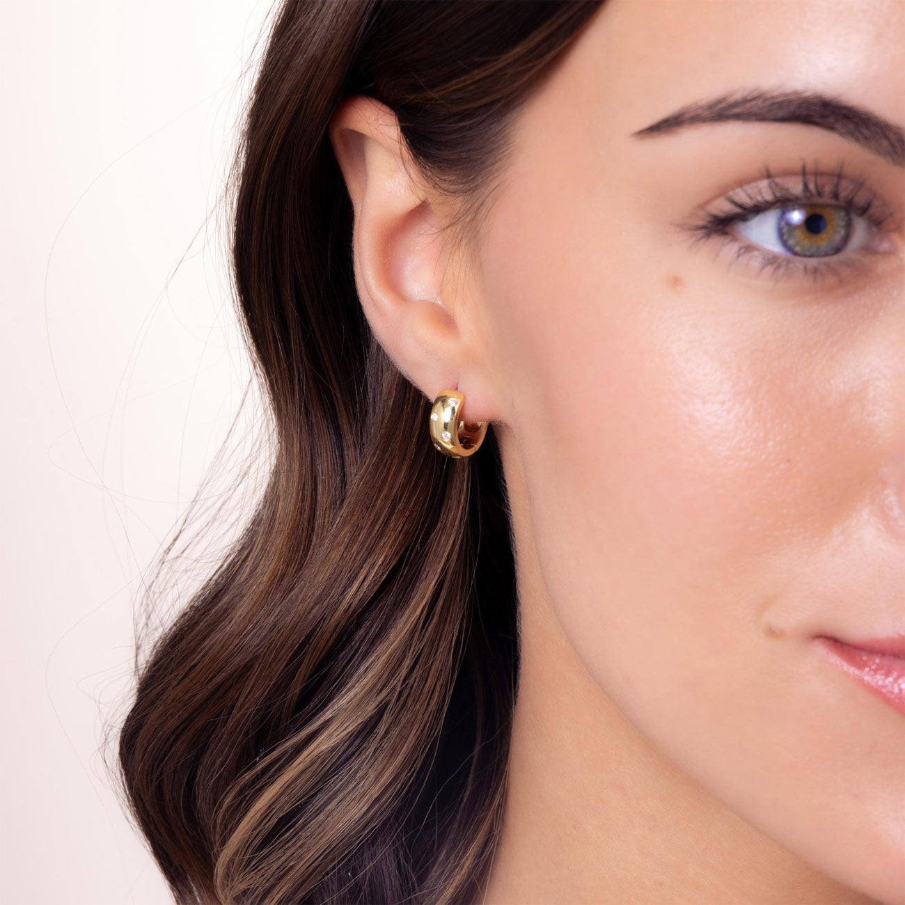 Roberto Coin Diamond Huggie Yellow Gold Earrings