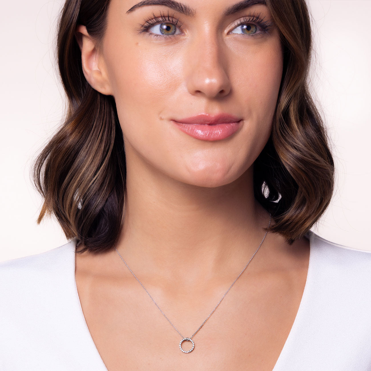 Roberto Coin Tiny Treasures Diamond Circle Necklace .10ctw