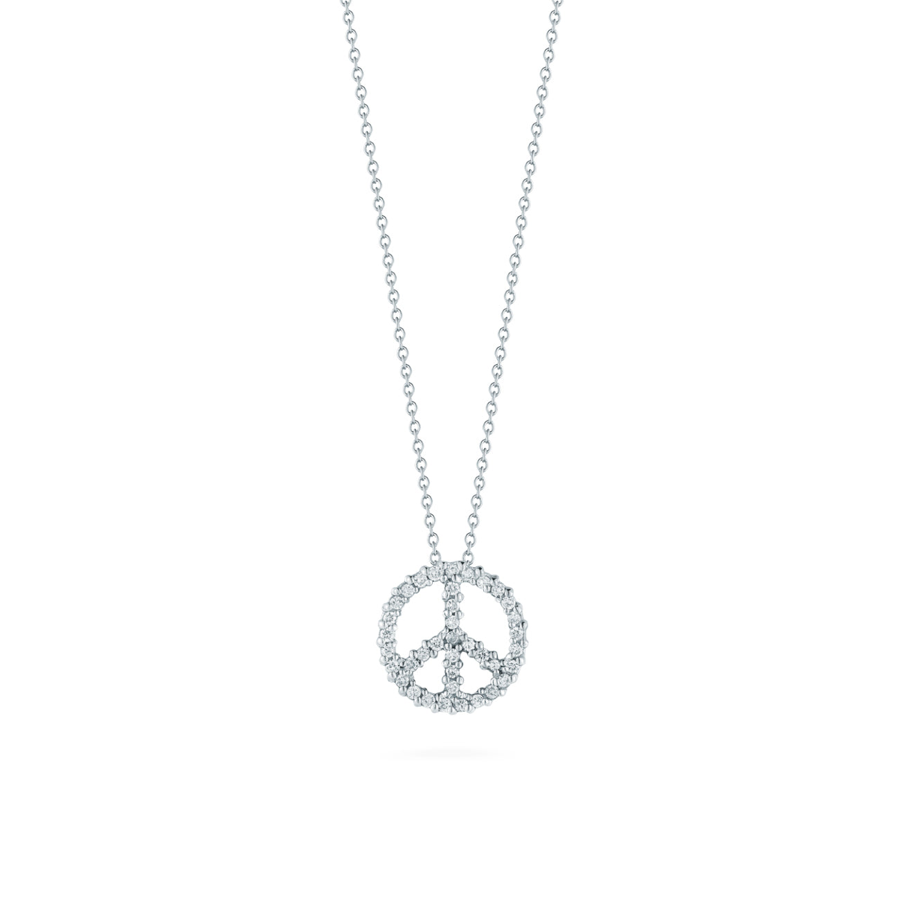 Roberto Coin Tiny Treasures Diamond Peace Sign Necklace