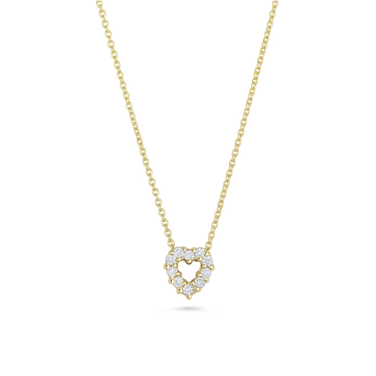 Roberto Coin Tiny Treasures Yellow Gold Diamond Open Heart Necklace