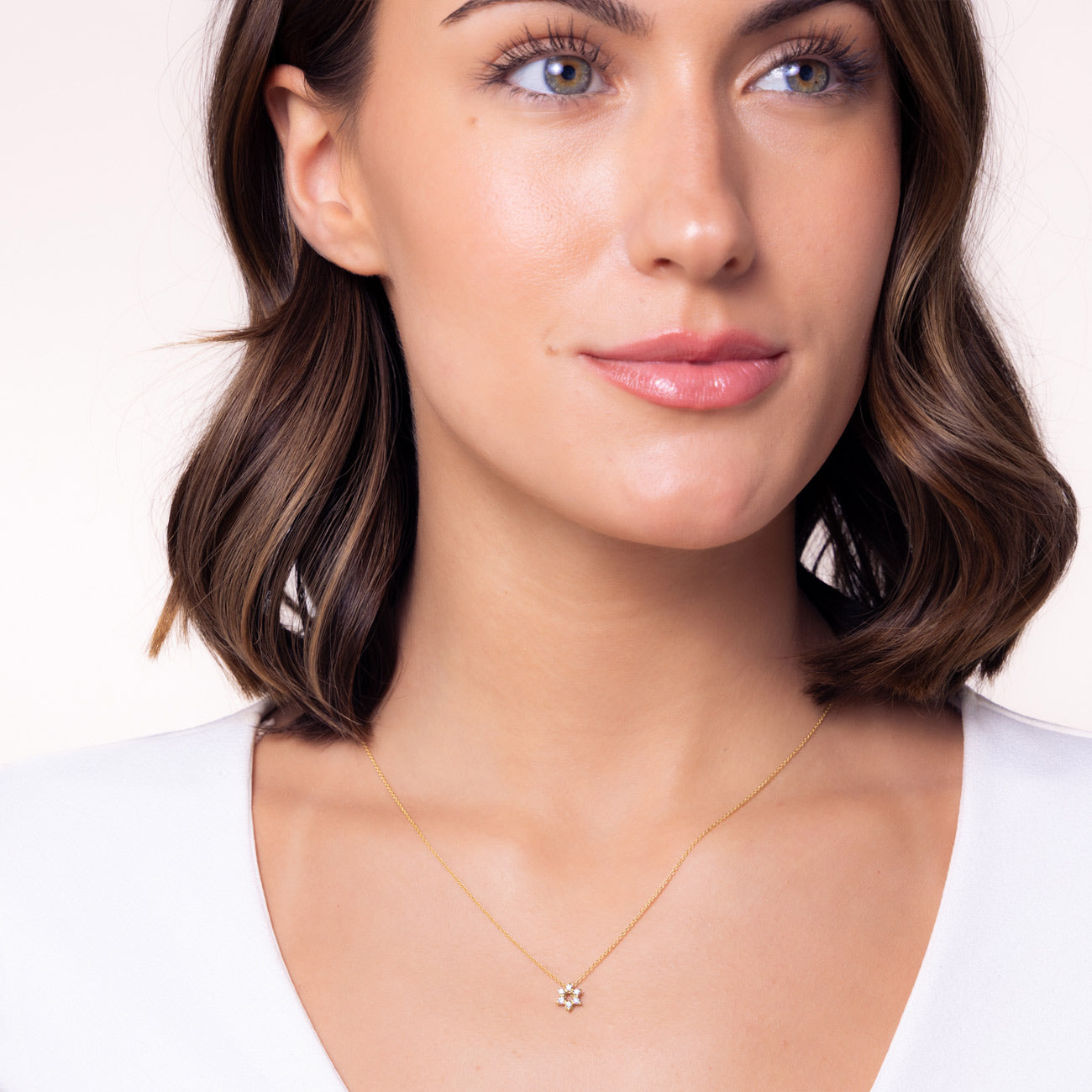 Roberto Coin Tiny Treasures Yellow Gold Diamond Star of David Necklace