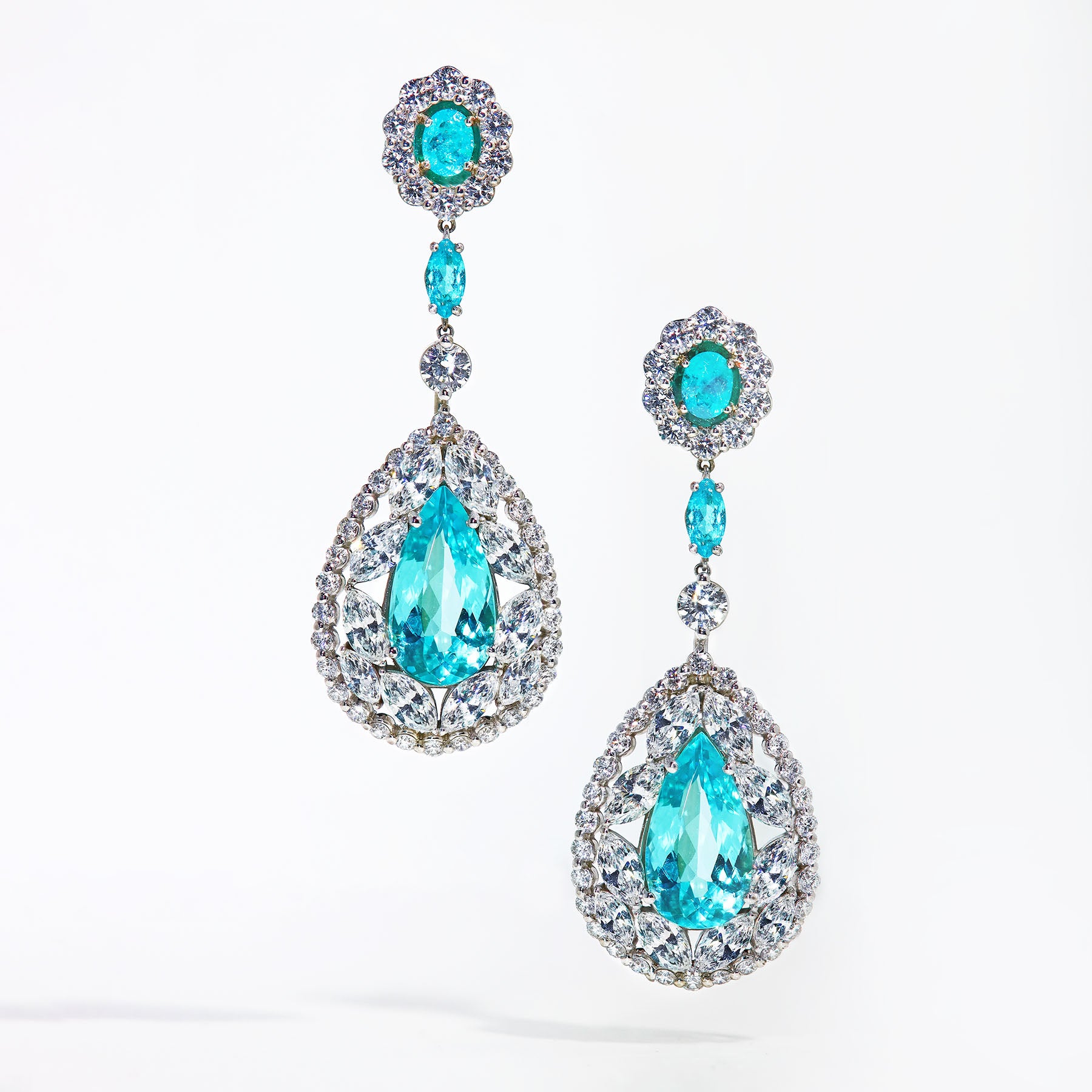 Robert Pelliccia Paraiba Tourmaline and Diamond Earrings