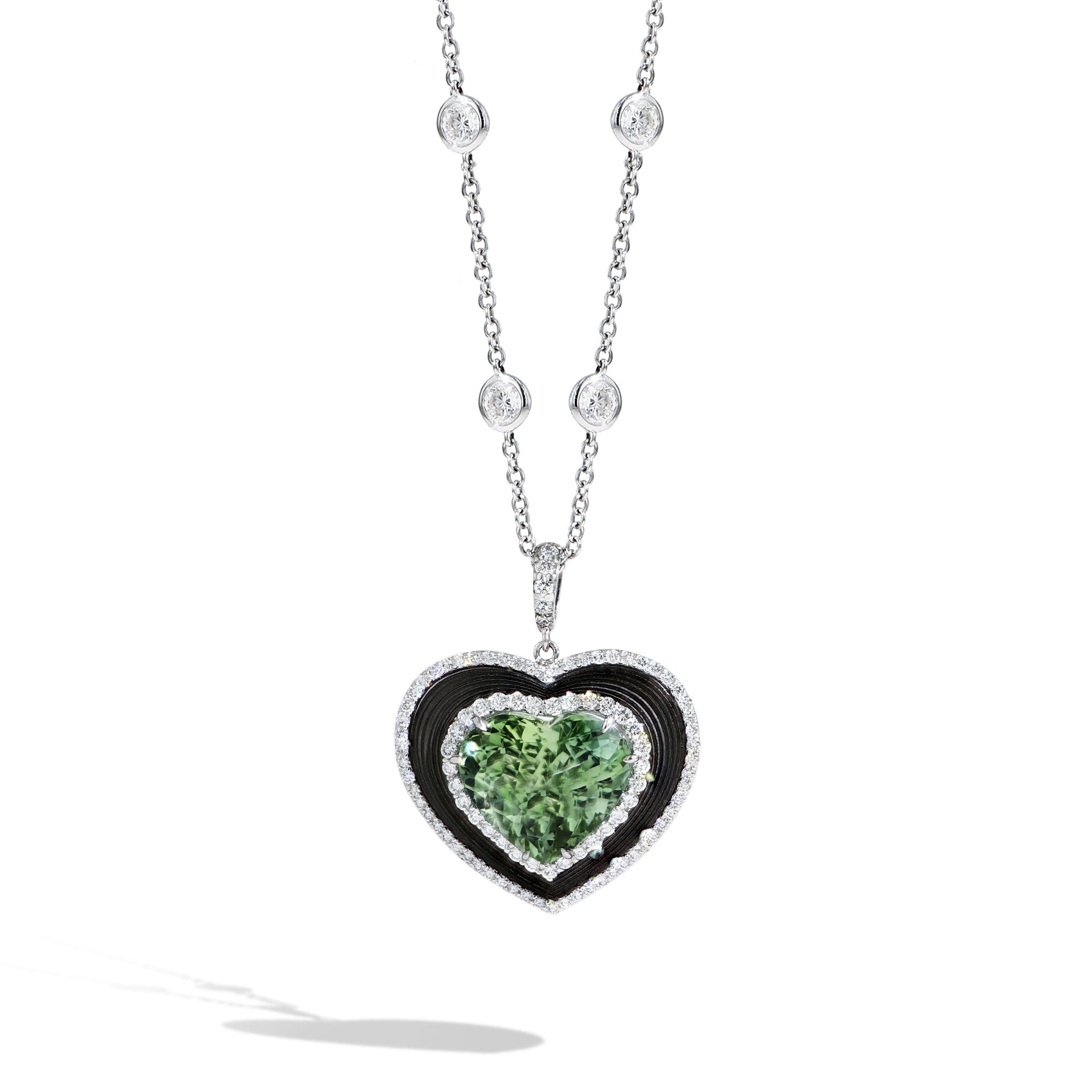 Robert Pelliccia 7.29ctw Green Tourmaline Heart Necklace