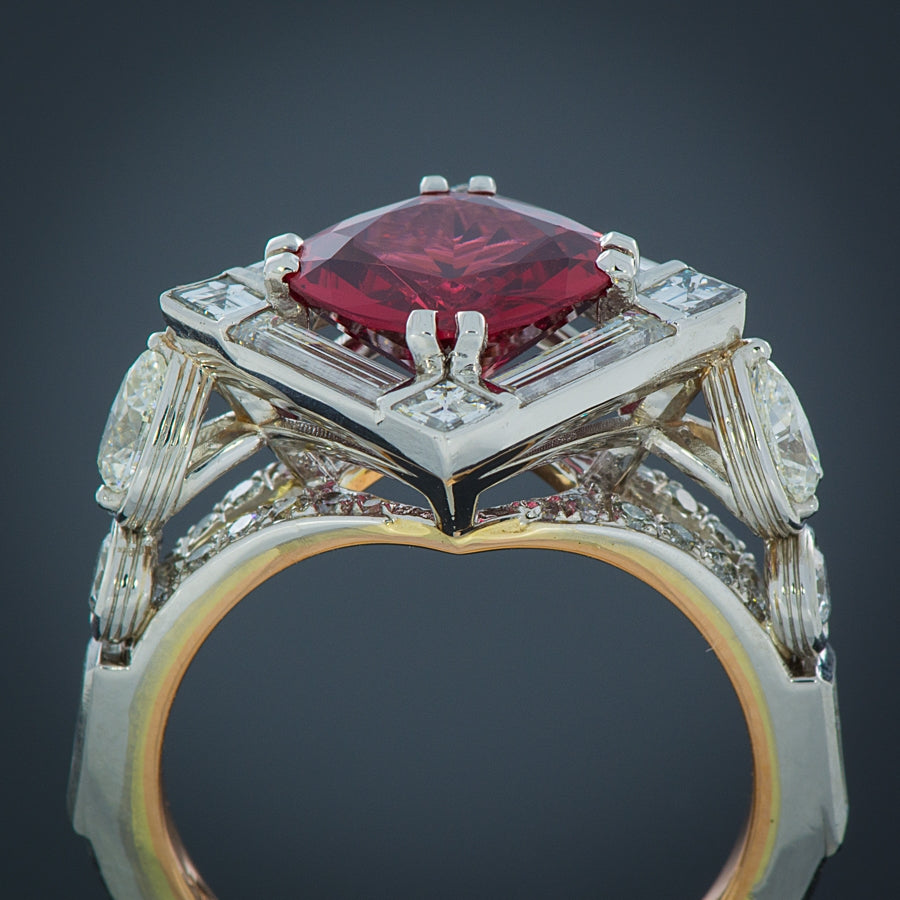 Robert Pelliccia Platinum Red Spinel & Diamond Ring