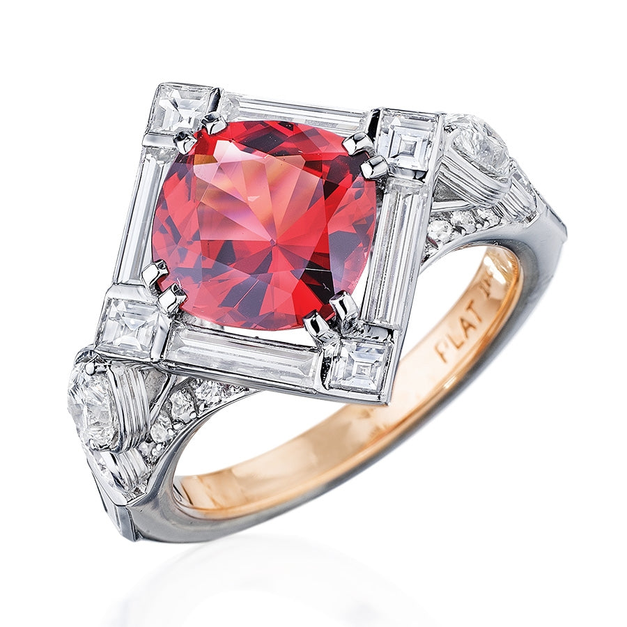 Robert Pelliccia Platinum Red Spinel & Diamond Ring