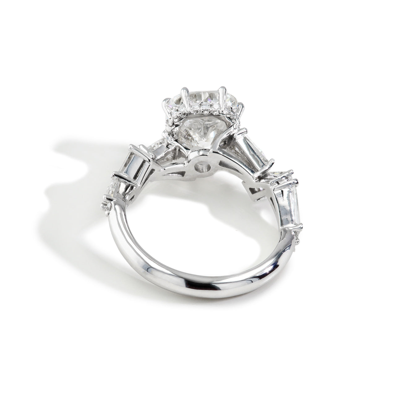 Robert Pelliccia 3 Carat Cushion Cut Baguette Side Stone Engagement Ring