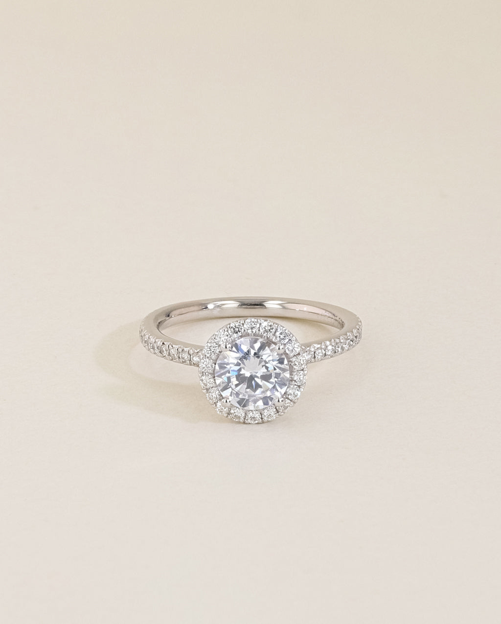 The Round Halo Pavé Engagement Ring in Rose Gold