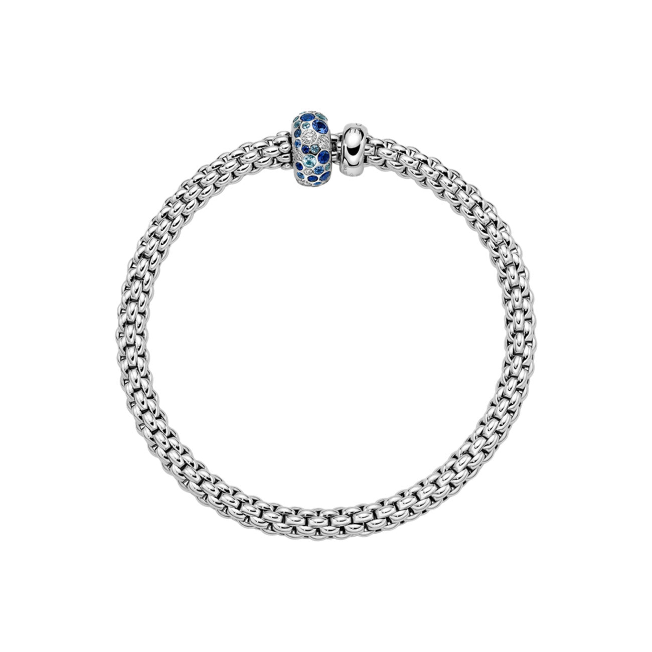 Fope Solo Flex'it White Gold Diamond and Sapphire Bracelet