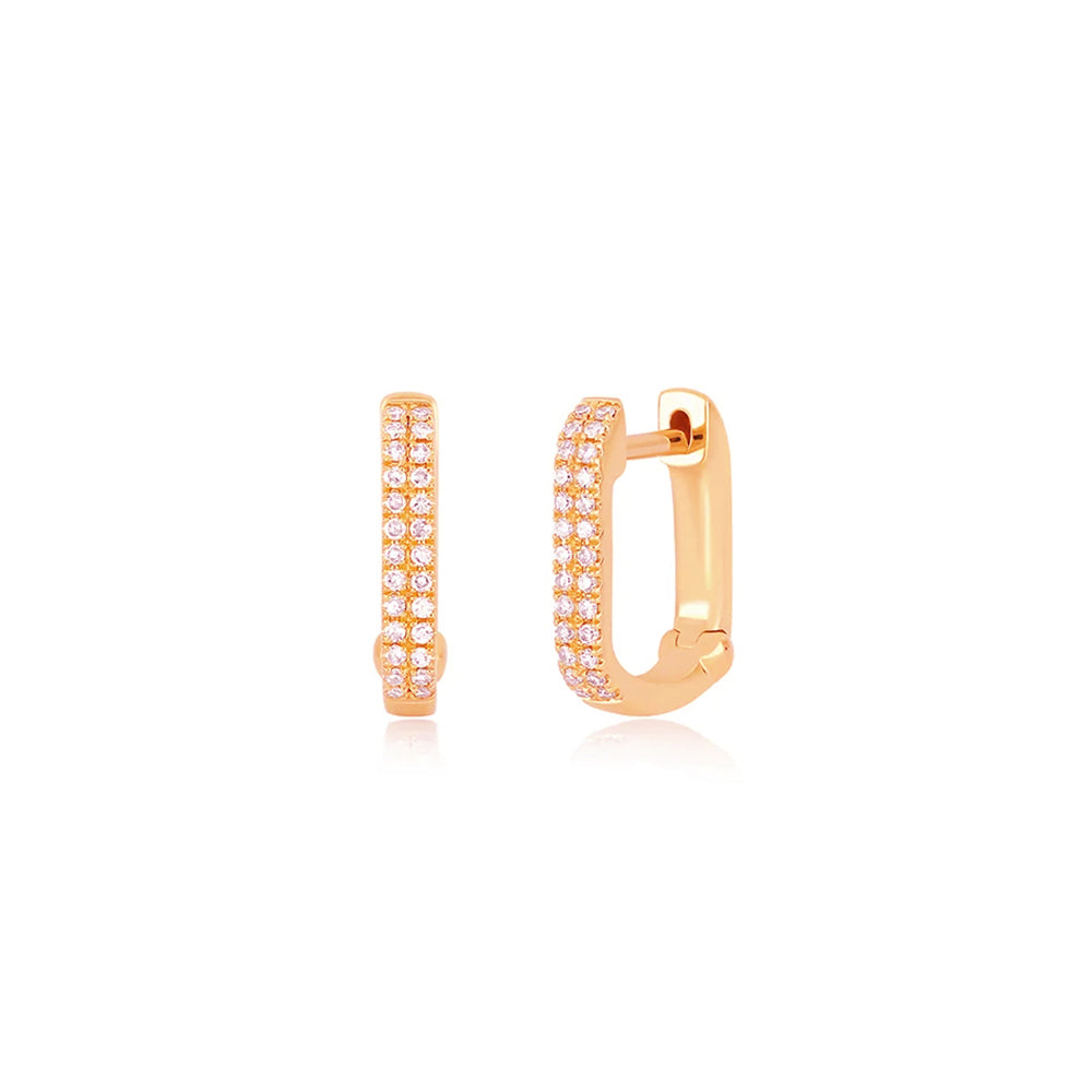 EF Collection Mini Lola Hoop with Pave Diamonds Earrings