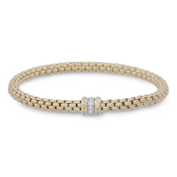 Fope Solo Yellow Gold Diamond Rondel Bracelet