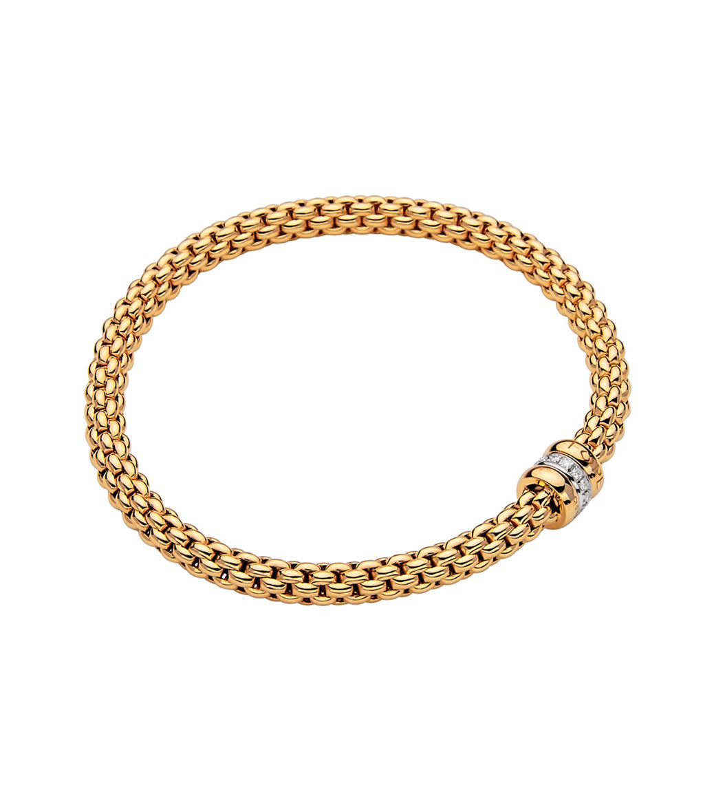 Fope Solo Yellow Gold Diamond Rondel Bracelet