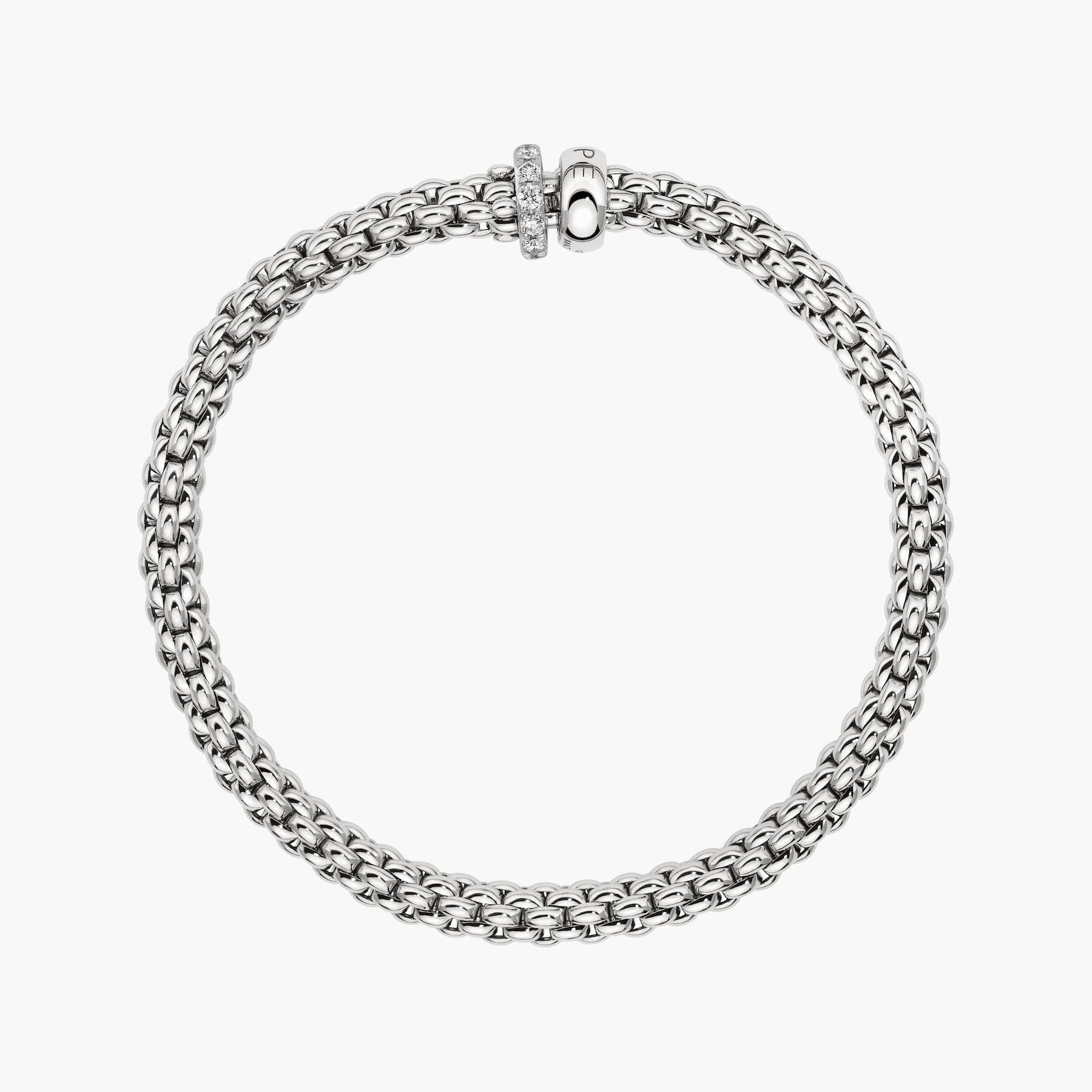 Fope Solo White Gold Flex Bracelet with Two Rondels