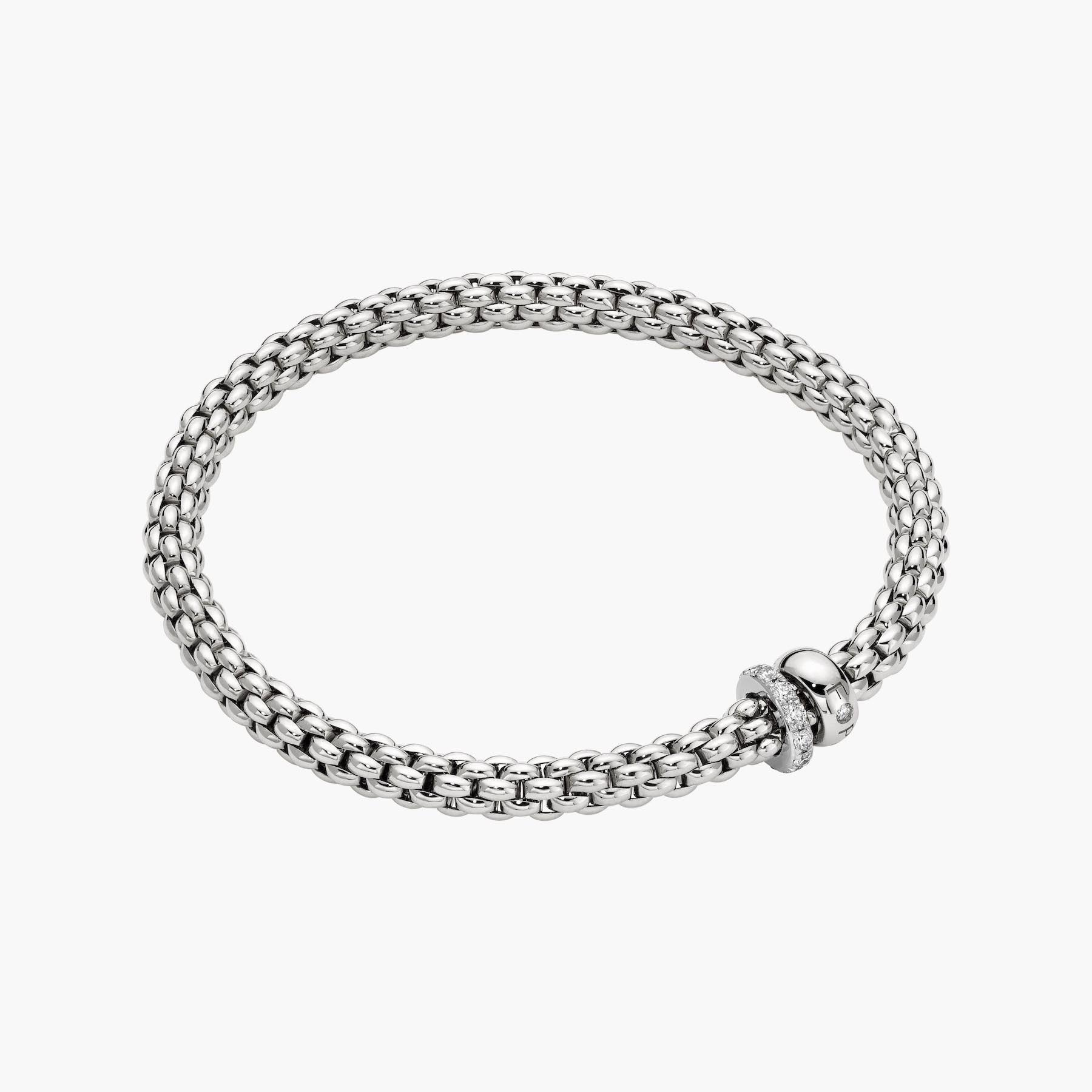 Fope Solo White Gold Flex Bracelet with Two Rondels