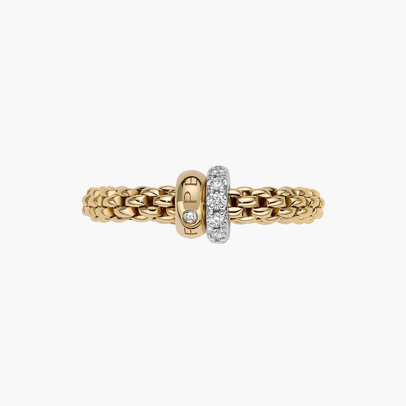 Fope Flex'it Solo Ring in White and Yellow Gold