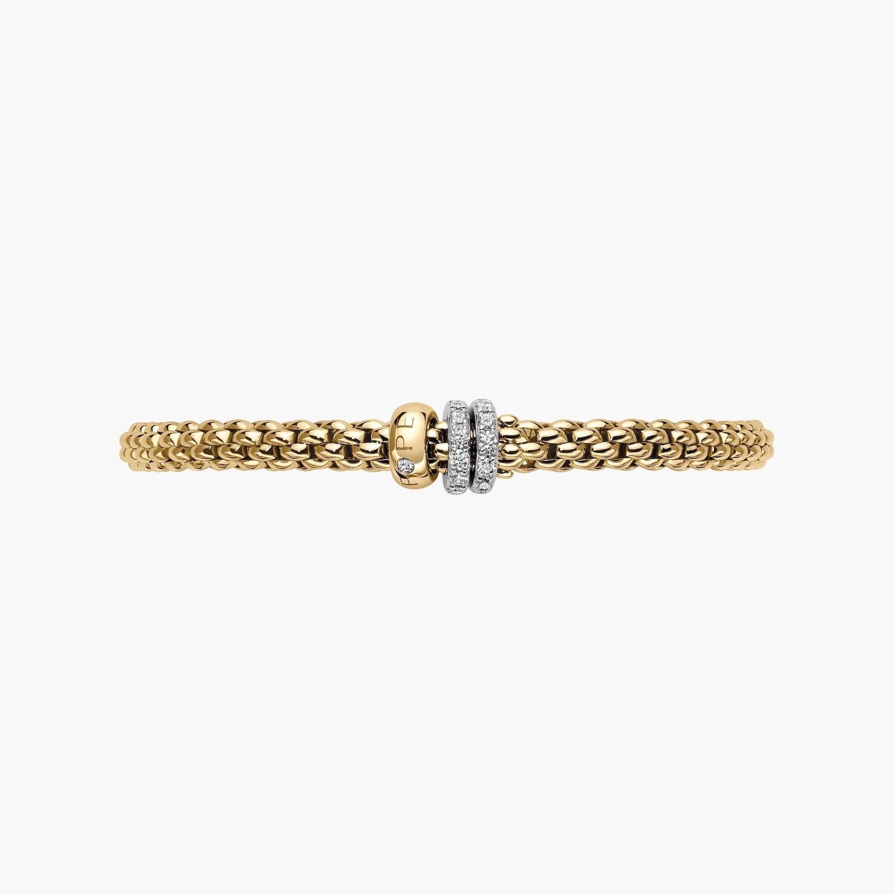 Fope Flex'it Solo Bracelet Yellow Gold Three Rondels