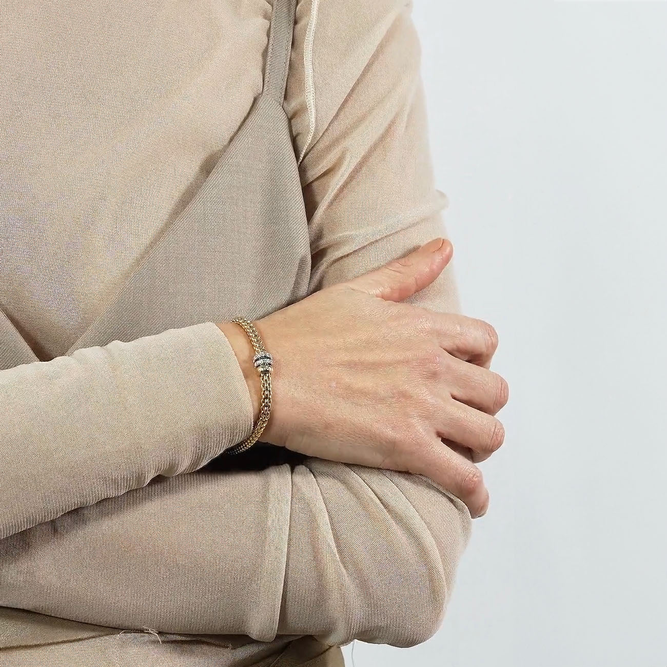 Fope Flex'it Solo Bracelet Yellow Gold Three Rondels