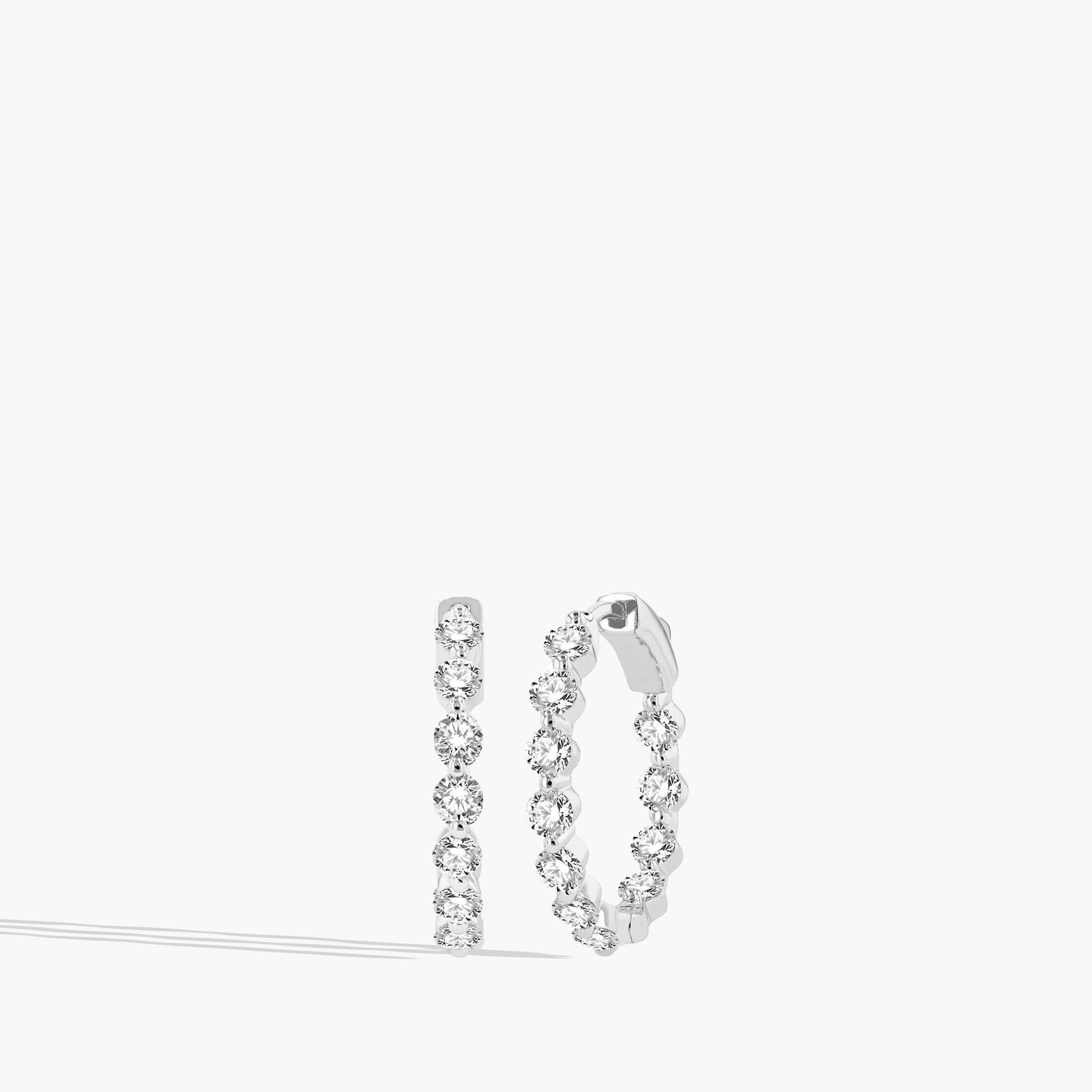 2 Carat Floating Inside Out Diamond Hoop Earrings - 1