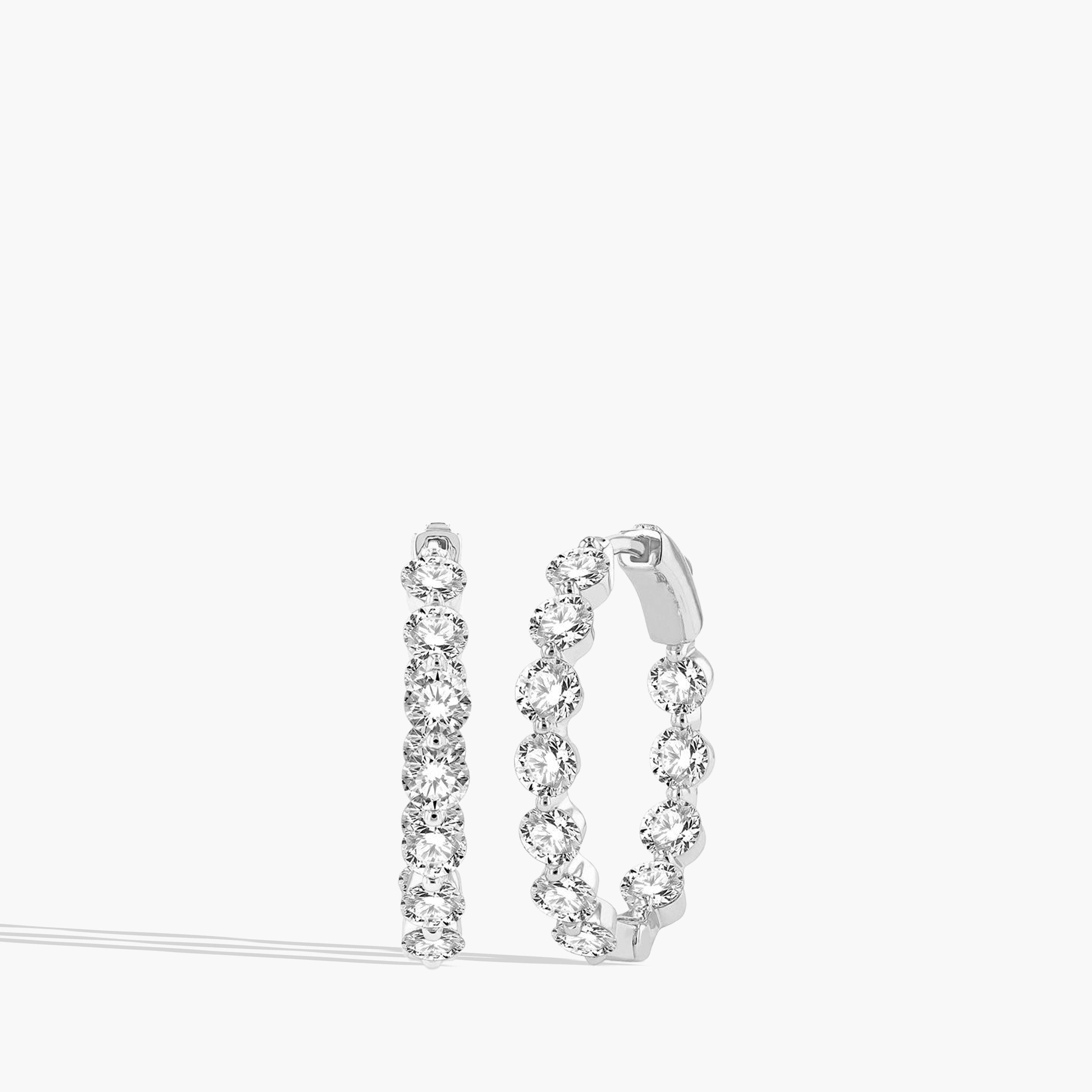 4 Carat Floating Inside Out Diamond Hoop Earrings - 1.25