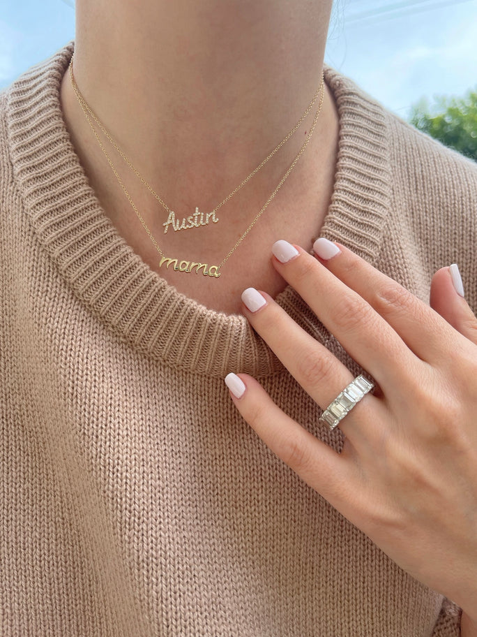 EF Collection Diamond Custom Script Initial Necklace