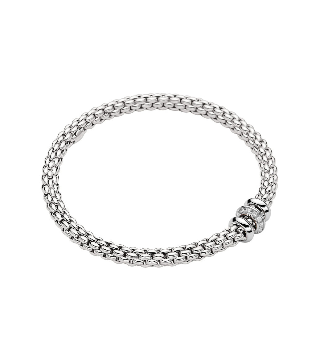 Fope Solo White Gold Diamond Rondel Flex It Bracelet