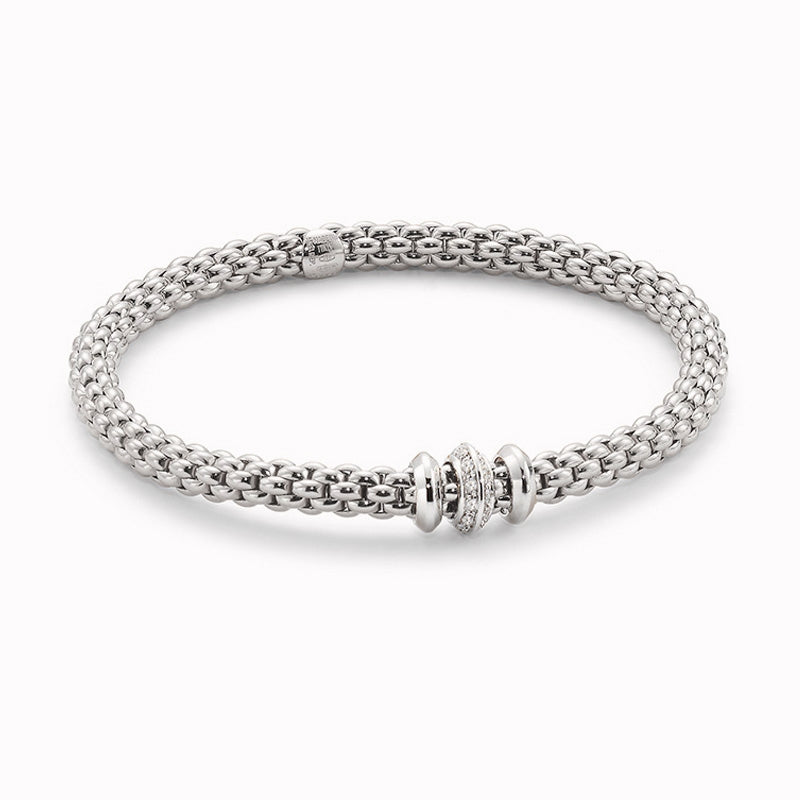 Fope Solo White Gold Diamond Rondel Flex It Bracelet