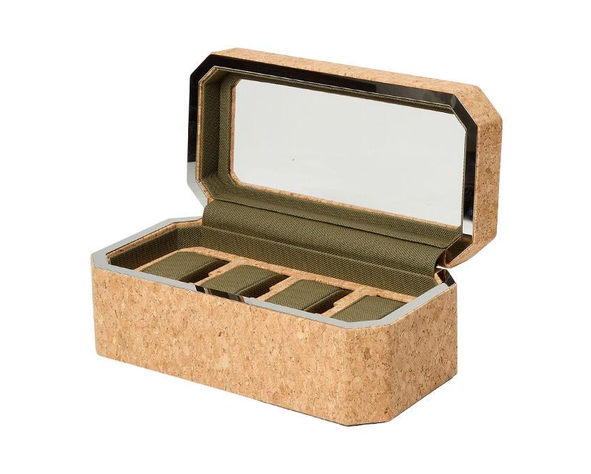 WOLF Cortica Four Watch Box with Cover in Portuguese Cork