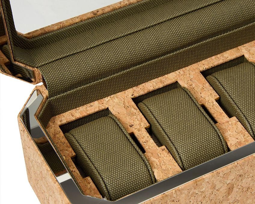 WOLF Cortica Four Watch Box with Cover in Portuguese Cork