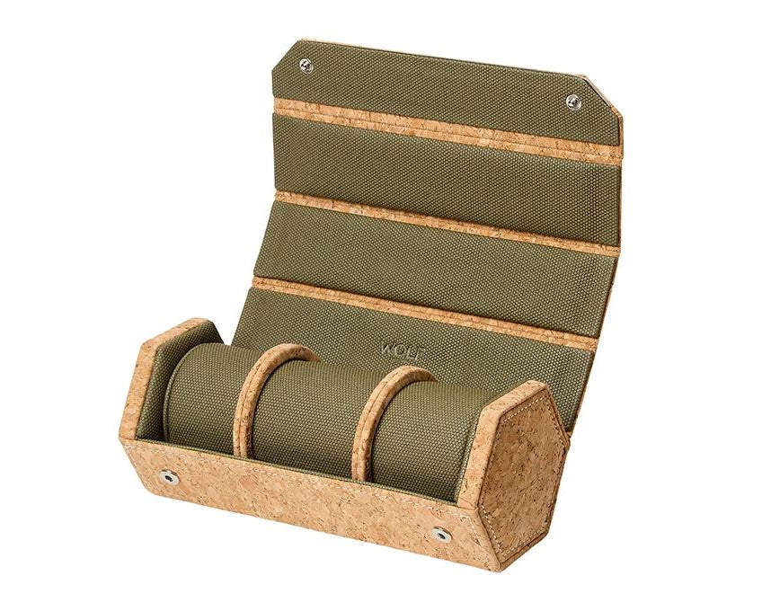 WOLF Cortica Three Watch Hexagon Roll in Portuguese Cork