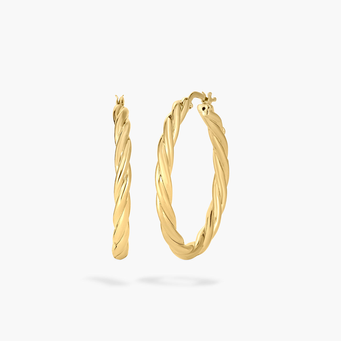 Roberto Coin Designer Gold Twisted Hoop Earrings - 35mm