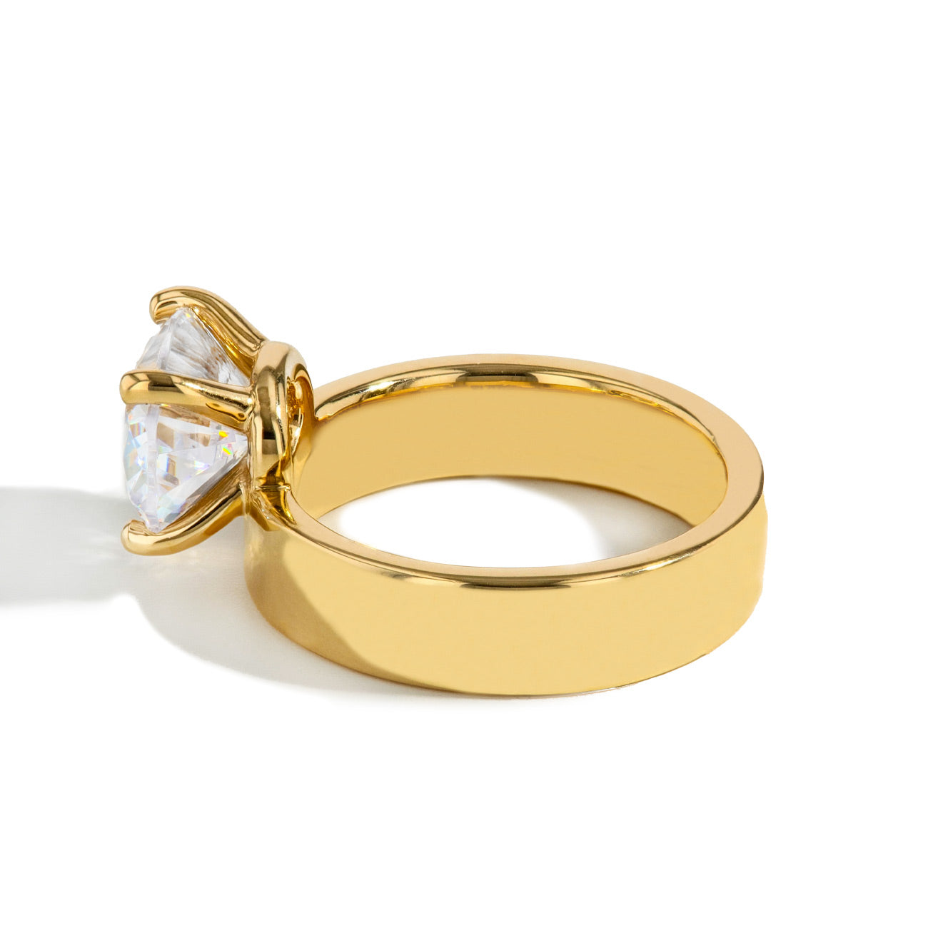 Cigar Band Floating Oval Engagement Ring Setting