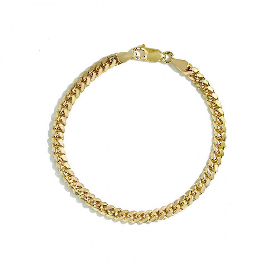 7 Inch Solid Gold Miami Cuban Link Chain Bracelet - 4mm